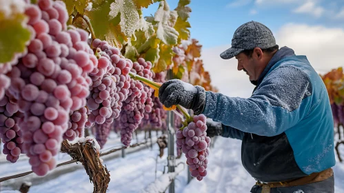 Harvesting Grapes in Winter