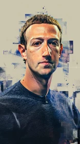 Abstract Tech Portrait of Mark Zuckerberg