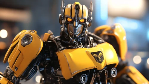 Mechanical Marvel: Yellow Robot Portrait