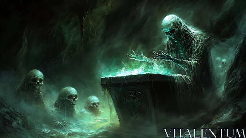 Spectral Gathering: Undead Magic Altar AI Image