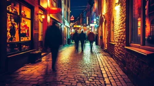 Urban Nightscape with Pedestrians