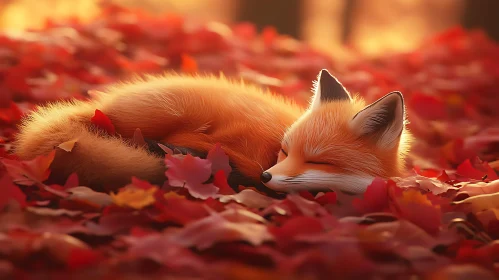 Restful Fox in Fall Foliage