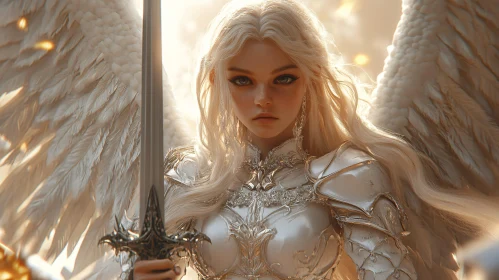 Winged Angel in Silver Armor