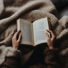 Relaxing with a Book on a Cozy Blanket