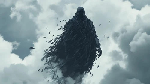 Hooded Figure Among the Clouds