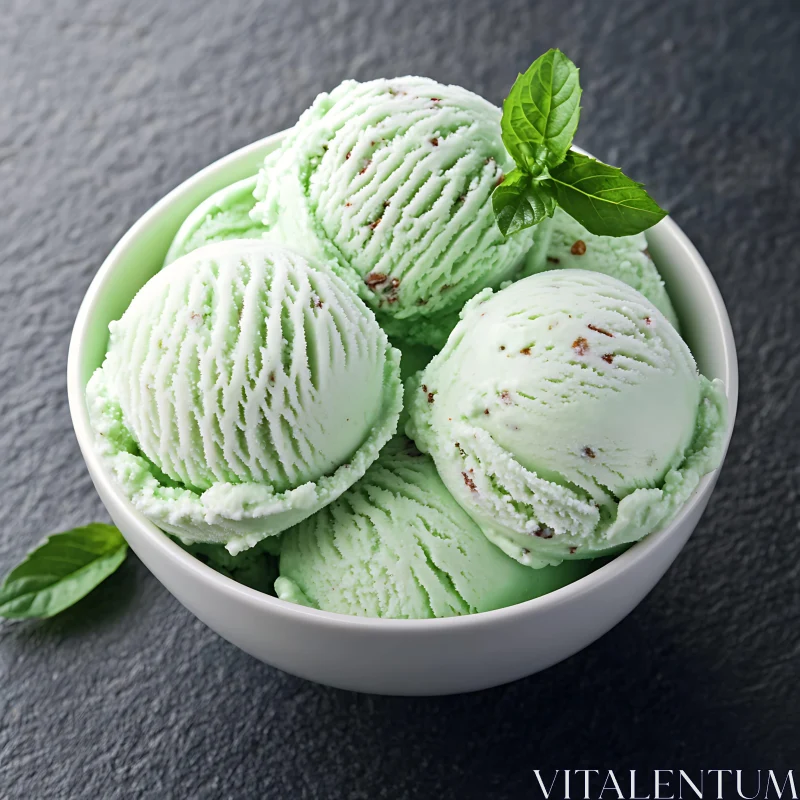 AI ART Mint Chocolate Chip Ice Cream Scoops