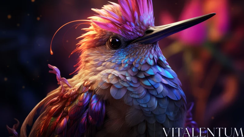 Enigmatic Bird with Colorful Feathers - A Surrealistic Artwork AI Image