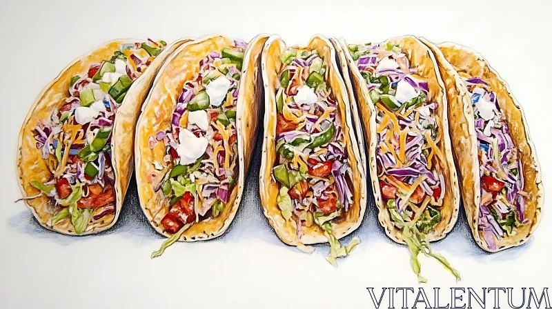 AI ART Tacos with fresh vegetables and meat