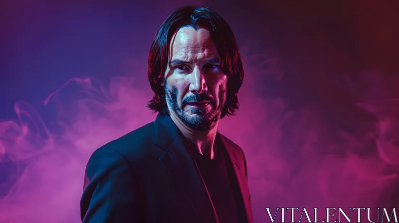 Intense Keanu Reeves Portrait AI Image