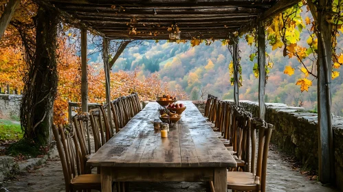 Outdoor Dining in Autumn Scenery