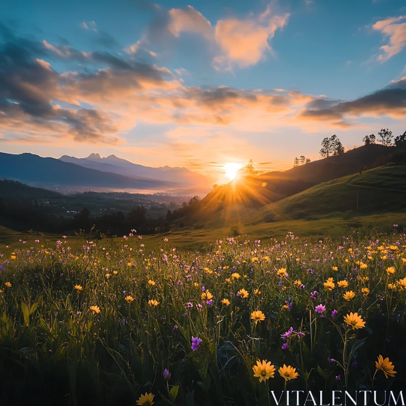 Scenic Mountain View at Dawn AI Image