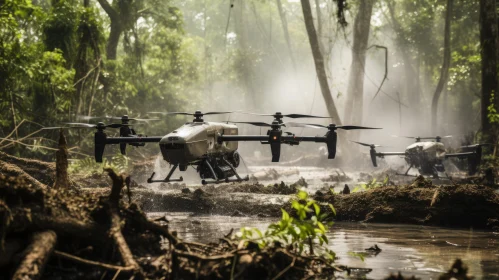 Industrial Military Drones in Action - A Tropical Forest Adventure