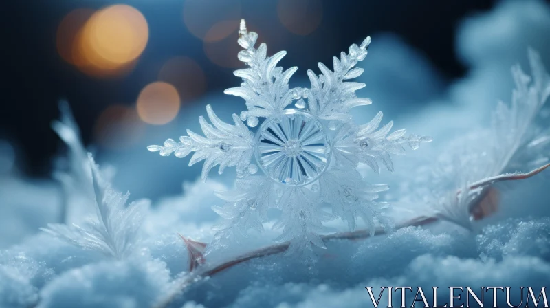 Intricate Snowflake Winter Macro Photography AI Image