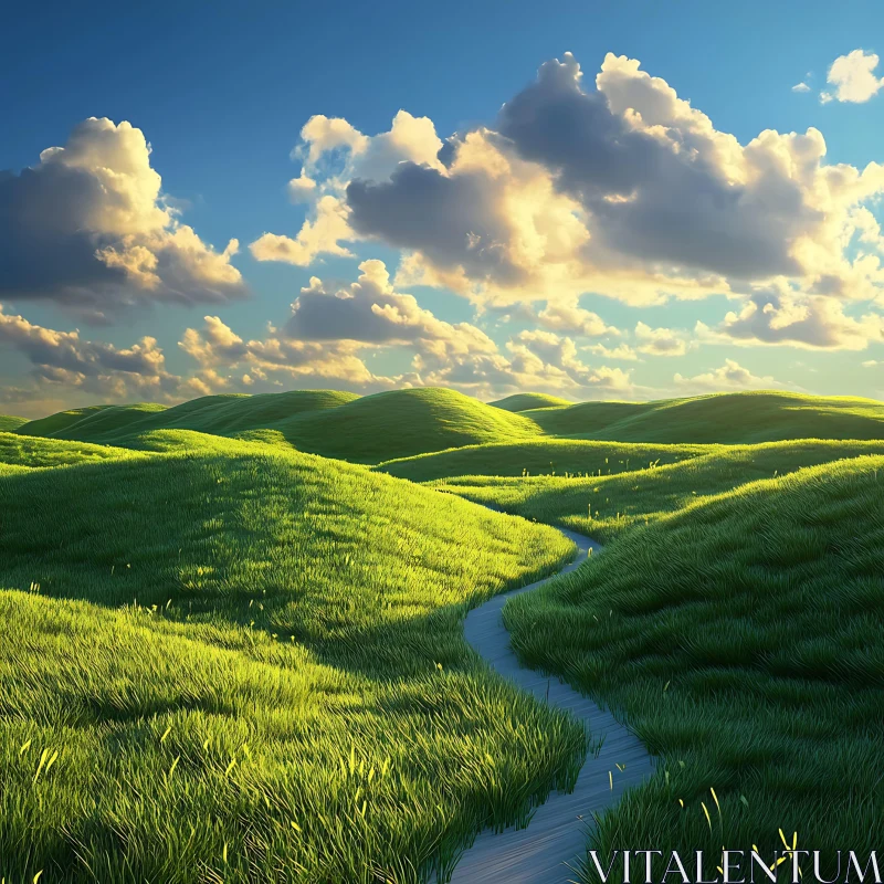 AI ART Rolling Hills Under Azure Skies