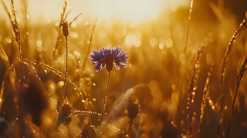 Dew-Kissed Cornflower at Sunrise