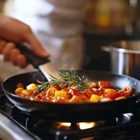 Delicious Vegetable Stir-Fry in Black Skillet