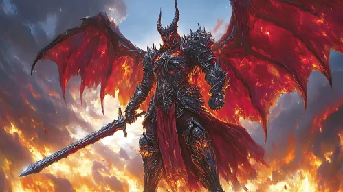 Fiery Demon Knight with Sword