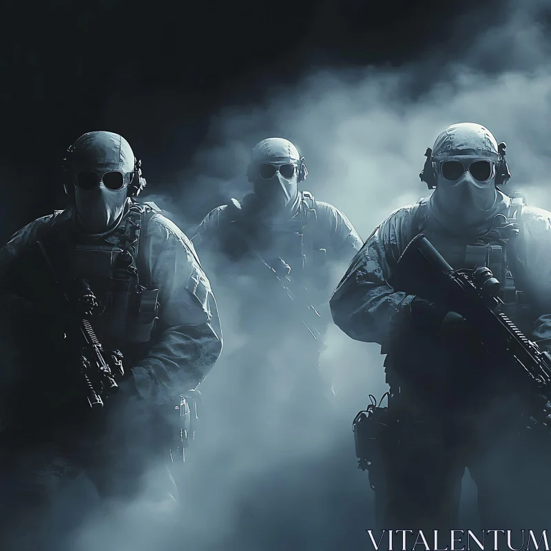 AI ART Mysterious Soldiers Emerging from Smoke