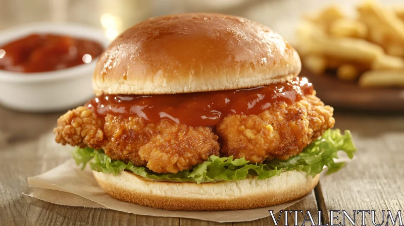 Crispy Chicken Burger with Tangy Sauce AI Image