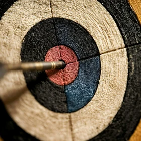 Close-Up of Arrow in Bullseye on Archery Target