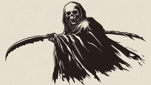 Monochrome Death Figure Artwork