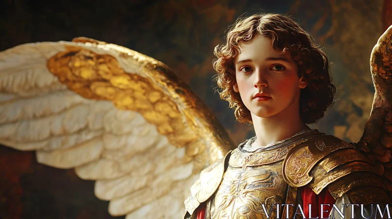 AI ART Golden Angel in Armor