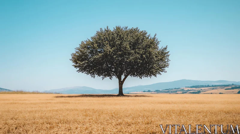 AI ART Solitary Tree in Summer Field