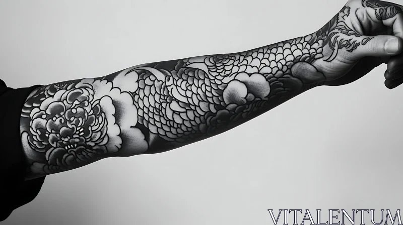 Detailed Dragon Arm Tattoo Design AI Image