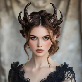 Horned Beauty: A Serene Portrait