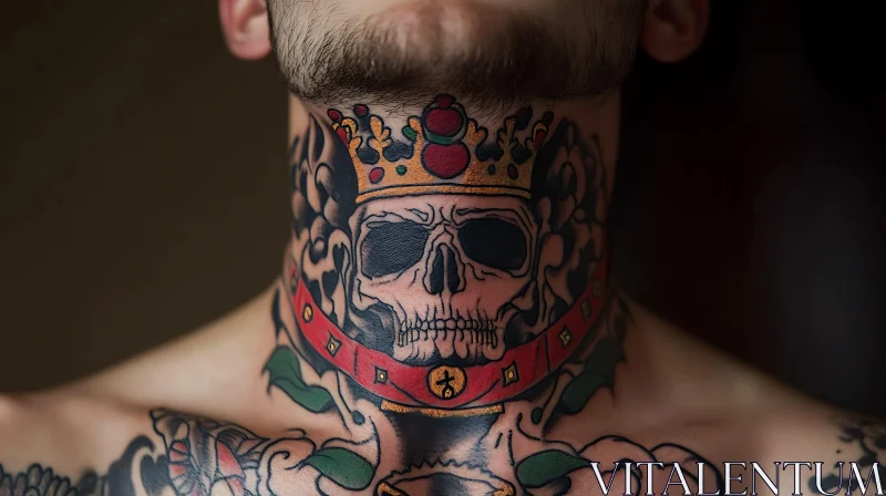 Bold Skull and Crown Body Art AI Image