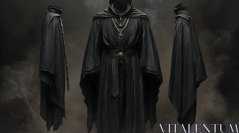 Mysterious Dark Cloaks in Ethereal Setting AI Image