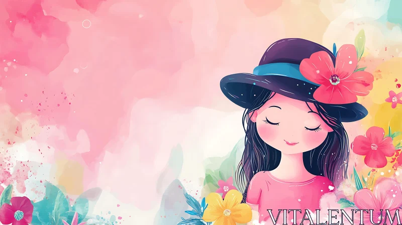 Pastel Floral Girl Art AI Image