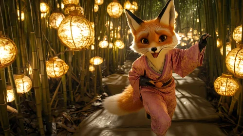 Enchanting Fox Character in Lantern Light