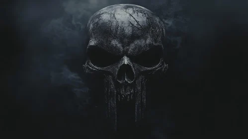 Monochrome Skull with Smoky Background