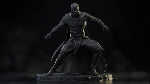 Dark Hero Statue in Crouching Pose