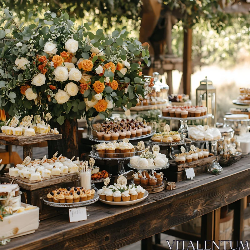 Rustic Outdoor Sweet Treats Display AI Image