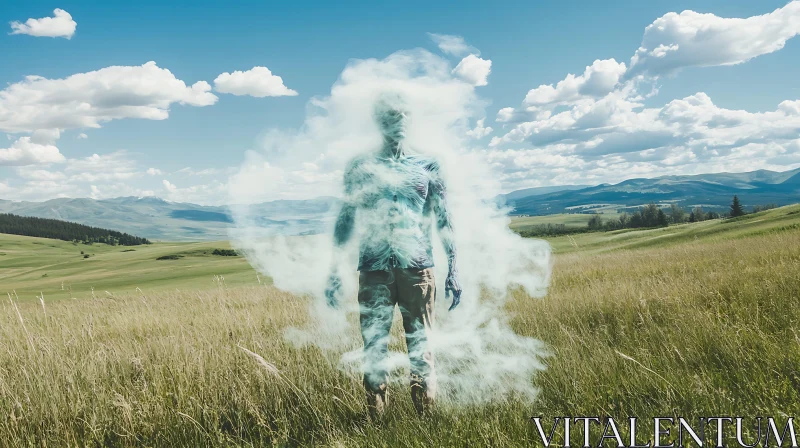 AI ART Smoky Apparition in Green Field