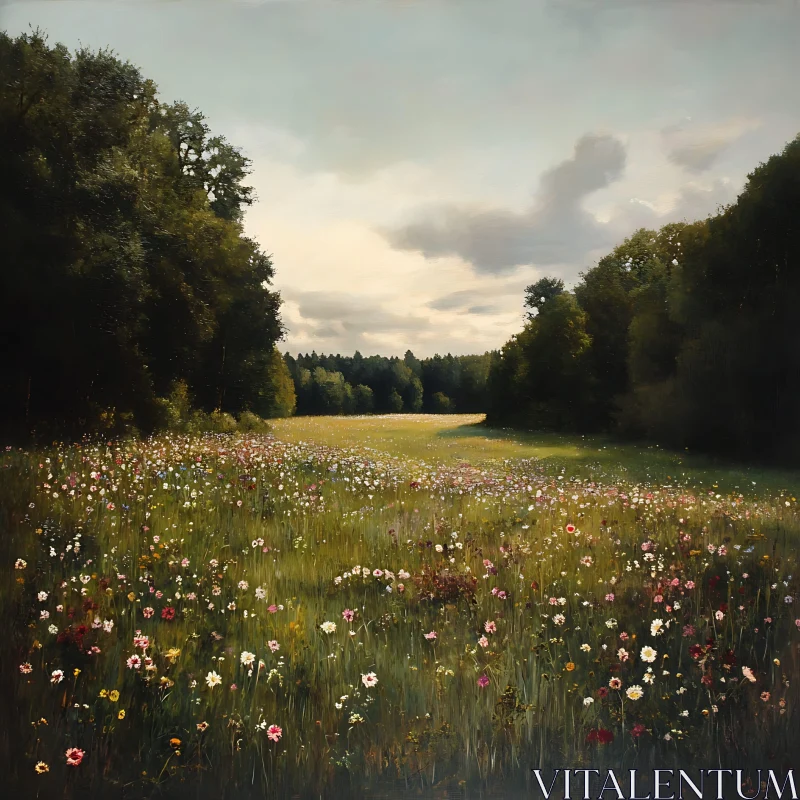 Wildflower Meadow Serenity AI Image