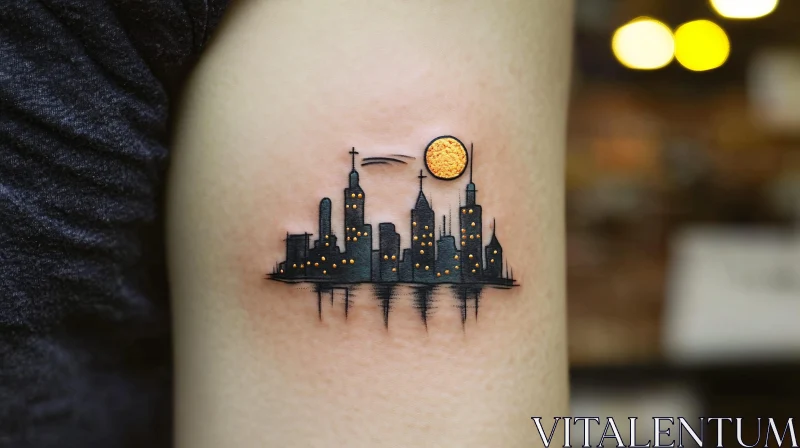 AI ART Urban Nightscape Tattoo Art