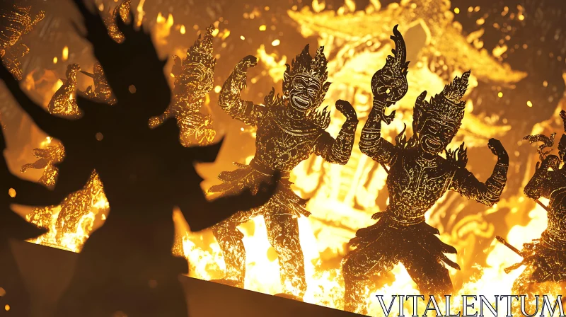 AI ART Shadows in Fire: A Khon Dance