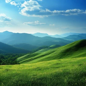 Rolling Green Hills Serene Landscape