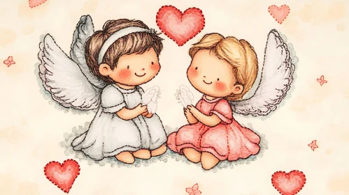 Angelic Friendship and Love Illustration