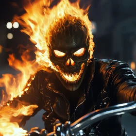 Flaming Skull Biker Portrait