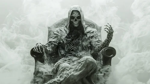 Monochrome Skeleton King on Throne