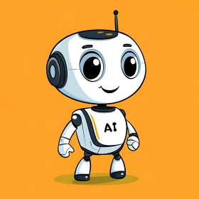 Friendly AI Robot Cartoon Image