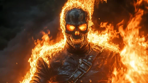 Burning Skull Character in Flames