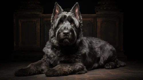 Black Scottish Terrier Dog on Dark Floor - Timeless Beauty