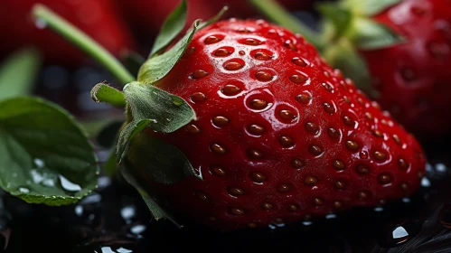 Bloomcore Strawberry Tableau: A Study in Dark Hues and Raindrops