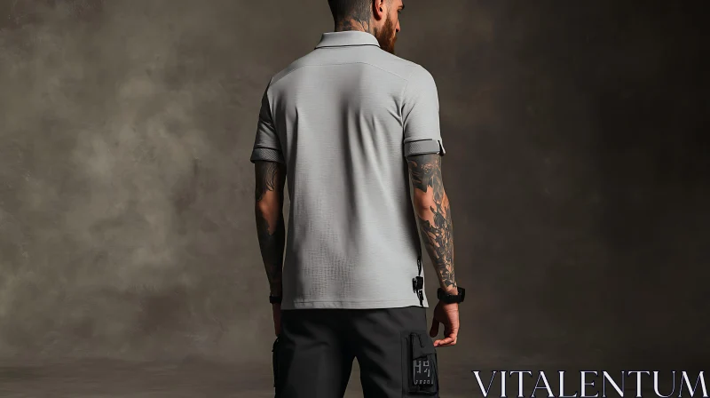 Man in Polo Shirt with Tattoos AI Image