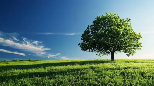 Solitary Tree Under Blue Sky